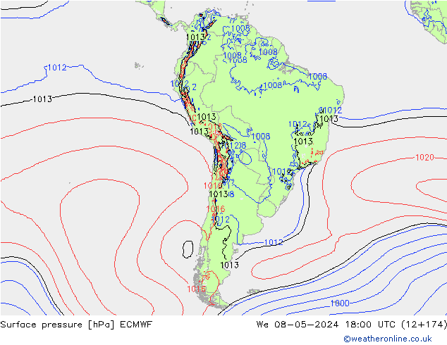 Surface pressure ECMWF We 08.05.2024 18 UTC