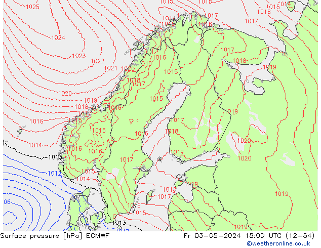 Luchtdruk (Grond) ECMWF vr 03.05.2024 18 UTC