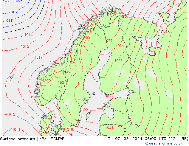 Surface pressure ECMWF Tu 07.05.2024 06 UTC