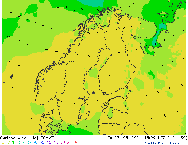 Vento 10 m ECMWF mar 07.05.2024 18 UTC