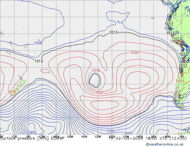 pressão do solo ECMWF Qui 02.05.2024 18 UTC