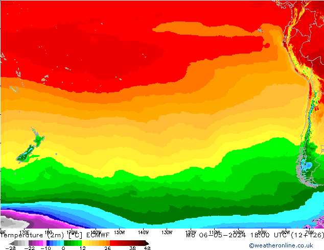 Temperature (2m) ECMWF Mo 06.05.2024 18 UTC