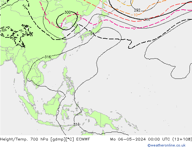 Hoogte/Temp. 700 hPa ECMWF ma 06.05.2024 00 UTC