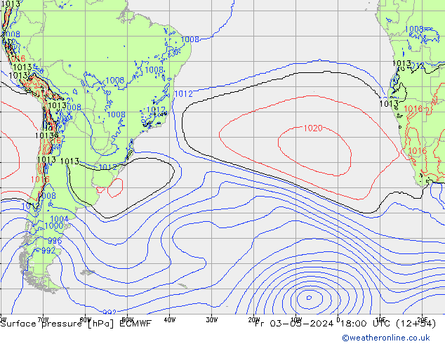 Presión superficial ECMWF vie 03.05.2024 18 UTC
