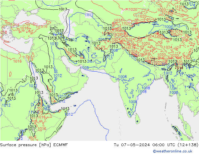 pressão do solo ECMWF Ter 07.05.2024 06 UTC