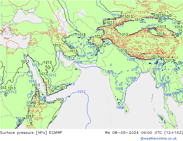 pressão do solo ECMWF Qua 08.05.2024 06 UTC