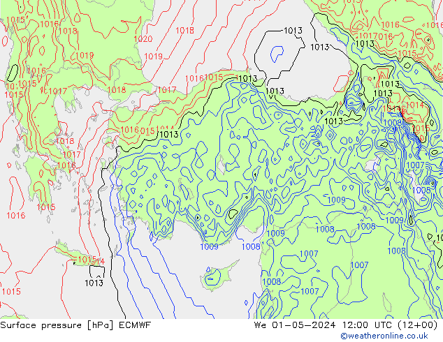 Surface pressure ECMWF We 01.05.2024 12 UTC