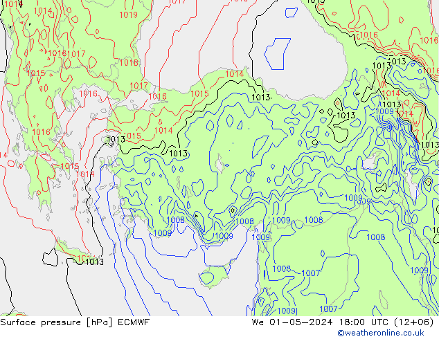 Pressione al suolo ECMWF mer 01.05.2024 18 UTC