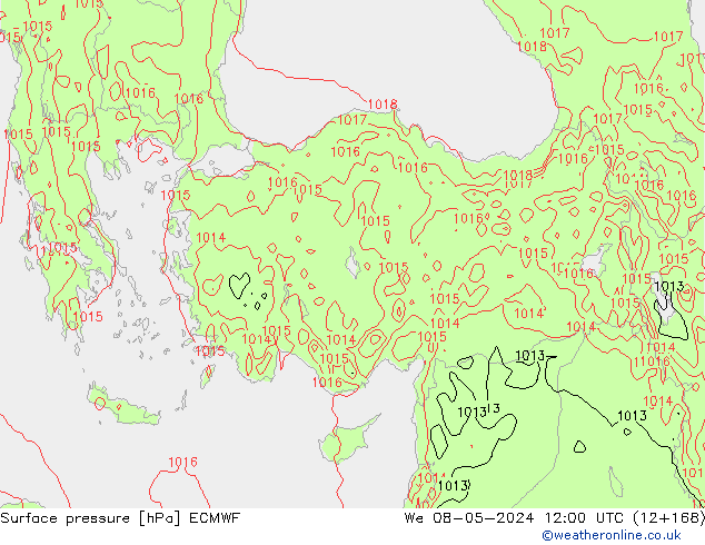 Surface pressure ECMWF We 08.05.2024 12 UTC