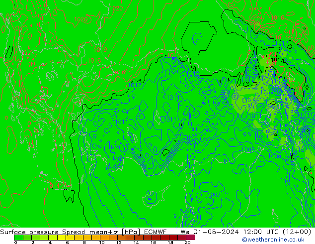 приземное давление Spread ECMWF ср 01.05.2024 12 UTC