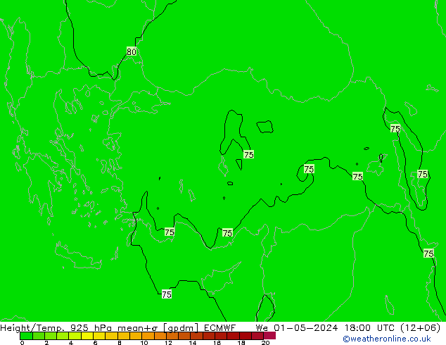 Height/Temp. 925 hPa ECMWF  01.05.2024 18 UTC