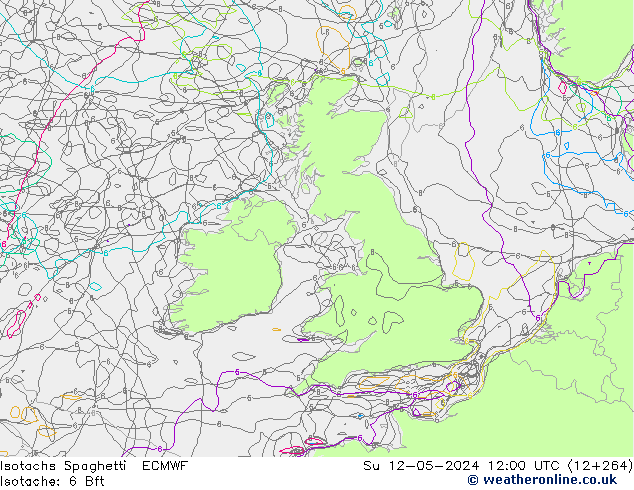 Isotachs Spaghetti ECMWF Dom 12.05.2024 12 UTC