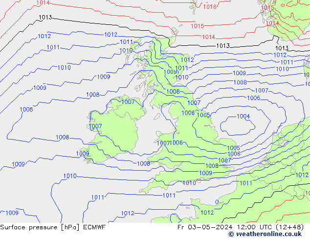 Yer basıncı ECMWF Cu 03.05.2024 12 UTC