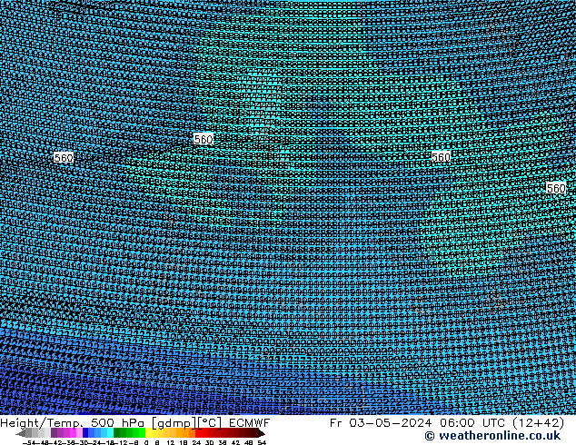 Hoogte/Temp. 500 hPa ECMWF vr 03.05.2024 06 UTC