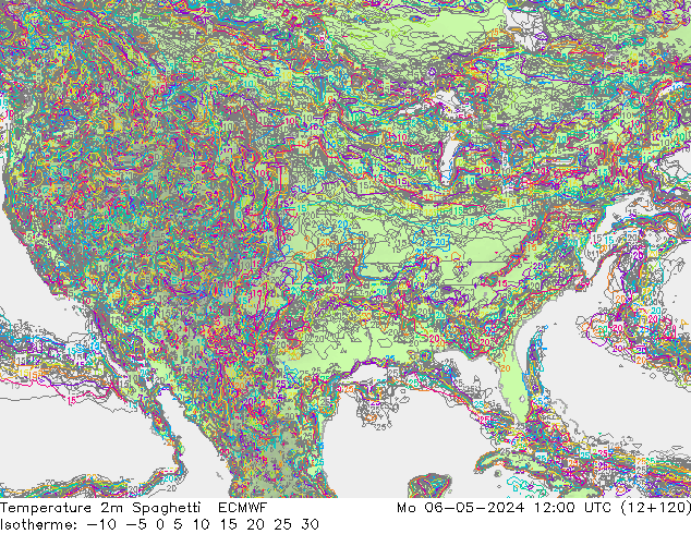 Temperatuurkaart Spaghetti ECMWF ma 06.05.2024 12 UTC