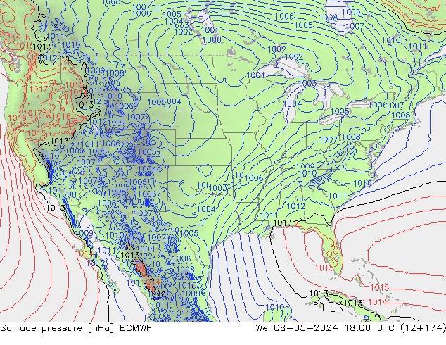 Surface pressure ECMWF We 08.05.2024 18 UTC