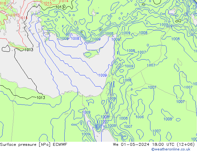 pressão do solo ECMWF Qua 01.05.2024 18 UTC