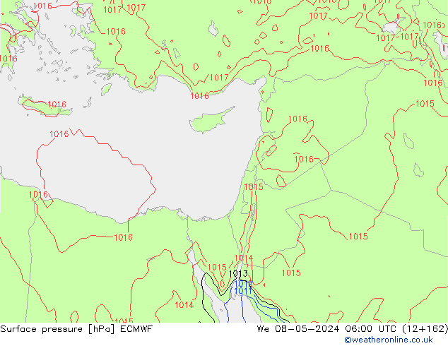 Surface pressure ECMWF We 08.05.2024 06 UTC