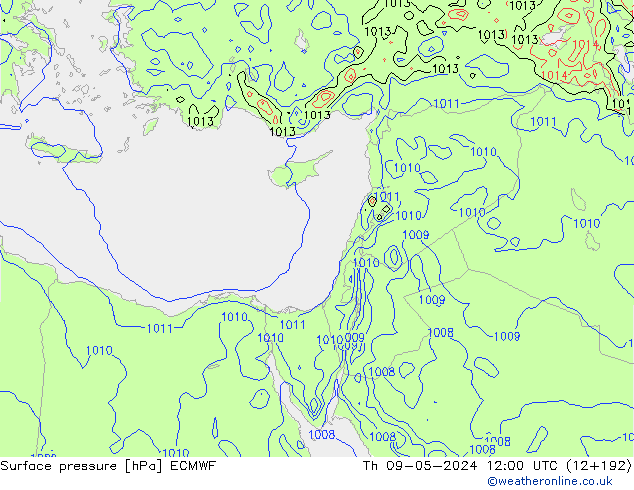 Luchtdruk (Grond) ECMWF do 09.05.2024 12 UTC