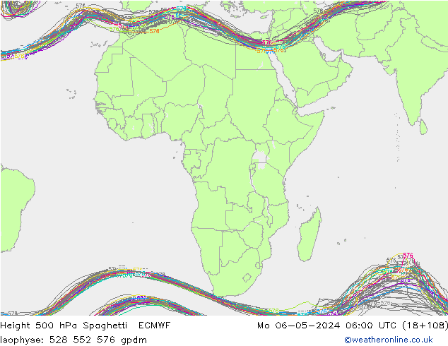 Height 500 hPa Spaghetti ECMWF Mo 06.05.2024 06 UTC