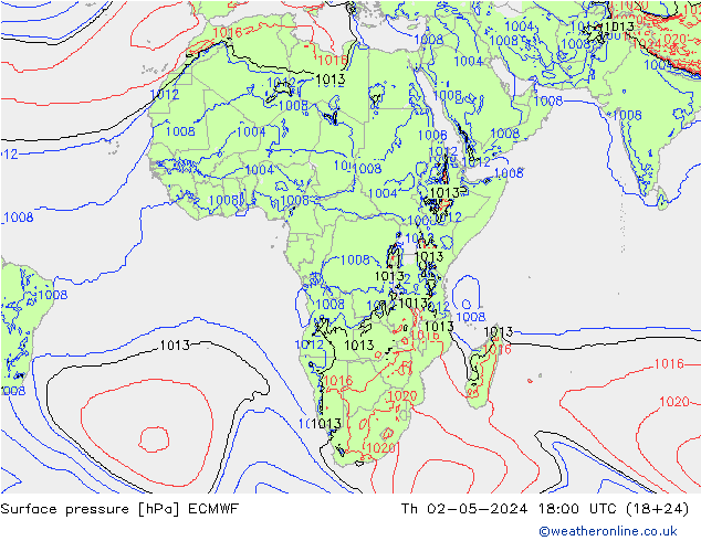 Pressione al suolo ECMWF gio 02.05.2024 18 UTC