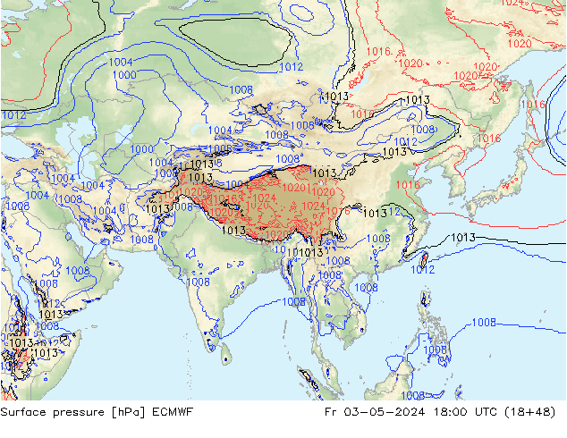 pressão do solo ECMWF Sex 03.05.2024 18 UTC