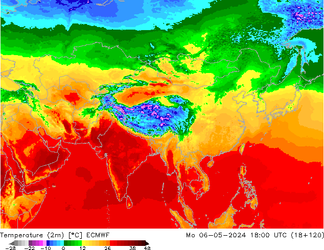 Temperatura (2m) ECMWF Seg 06.05.2024 18 UTC