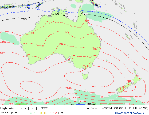 High wind areas ECMWF Tu 07.05.2024 00 UTC
