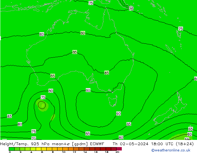 Géop./Temp. 925 hPa ECMWF jeu 02.05.2024 18 UTC