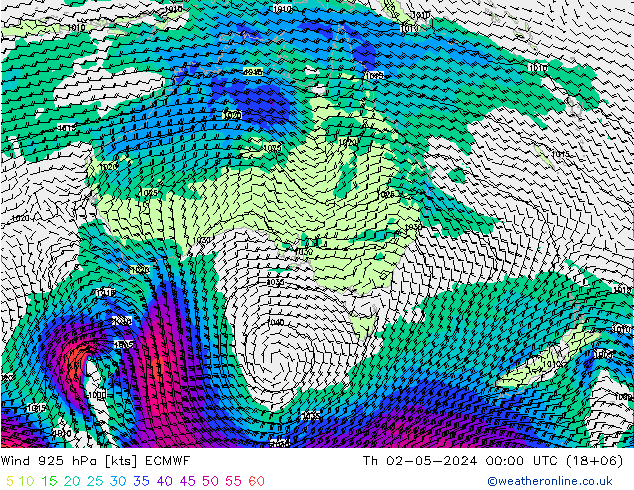 Wind 925 hPa ECMWF Th 02.05.2024 00 UTC