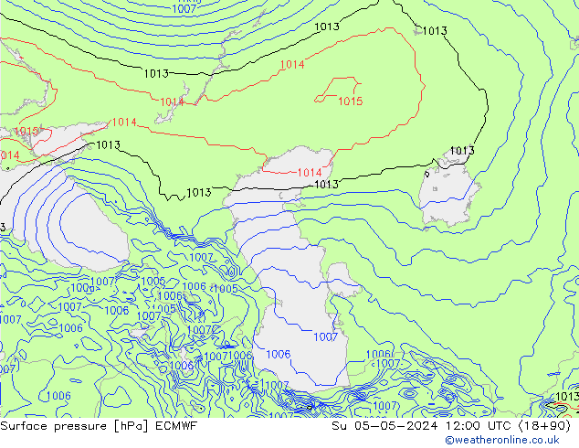 Presión superficial ECMWF dom 05.05.2024 12 UTC