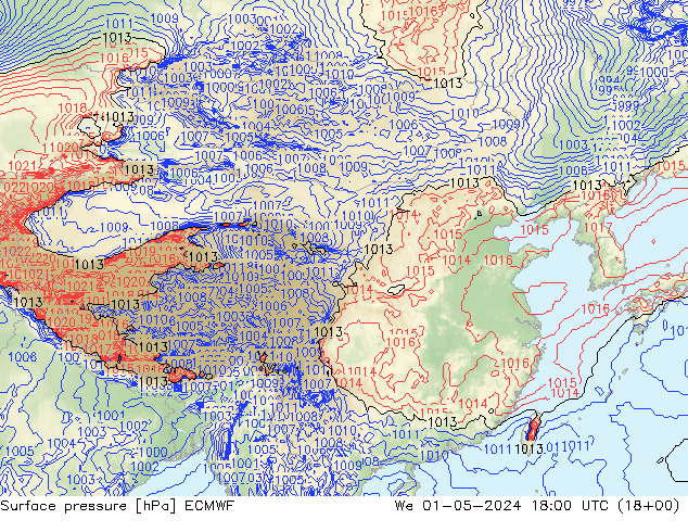 地面气压 ECMWF 星期三 01.05.2024 18 UTC