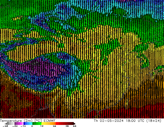 温度图 ECMWF 星期四 02.05.2024 18 UTC
