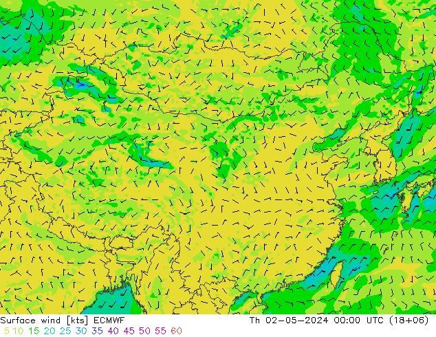 风 10 米 ECMWF 星期四 02.05.2024 00 UTC