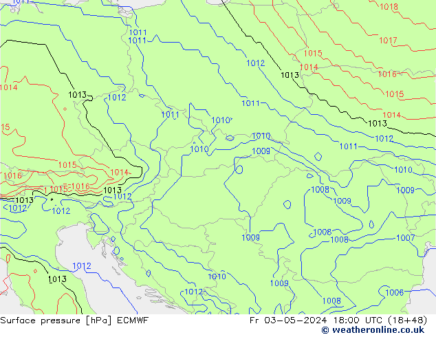Pressione al suolo ECMWF ven 03.05.2024 18 UTC
