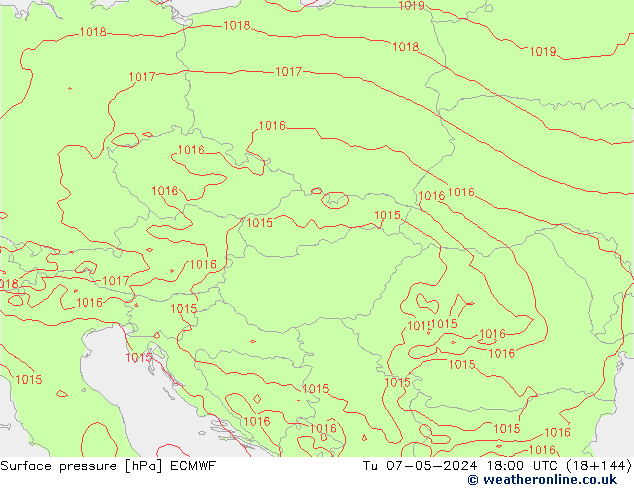 Surface pressure ECMWF Tu 07.05.2024 18 UTC