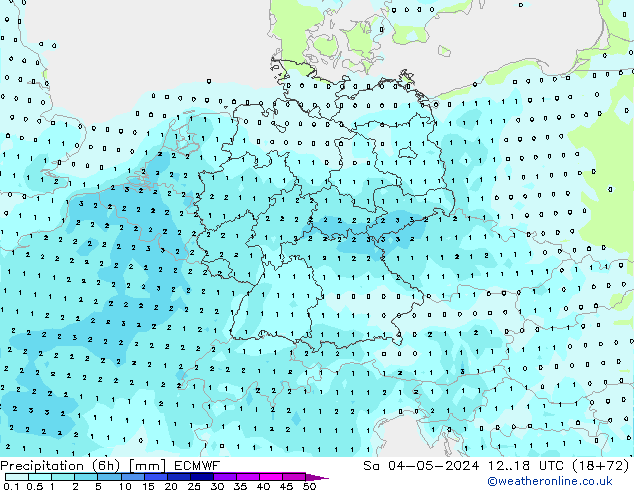 Precipitation (6h) ECMWF Sa 04.05.2024 18 UTC