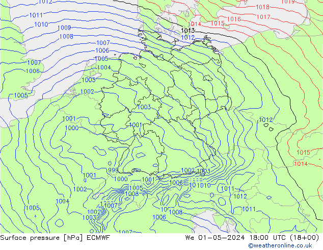 地面气压 ECMWF 星期三 01.05.2024 18 UTC
