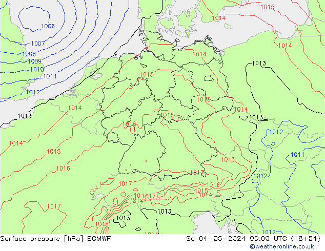 pressão do solo ECMWF Sáb 04.05.2024 00 UTC