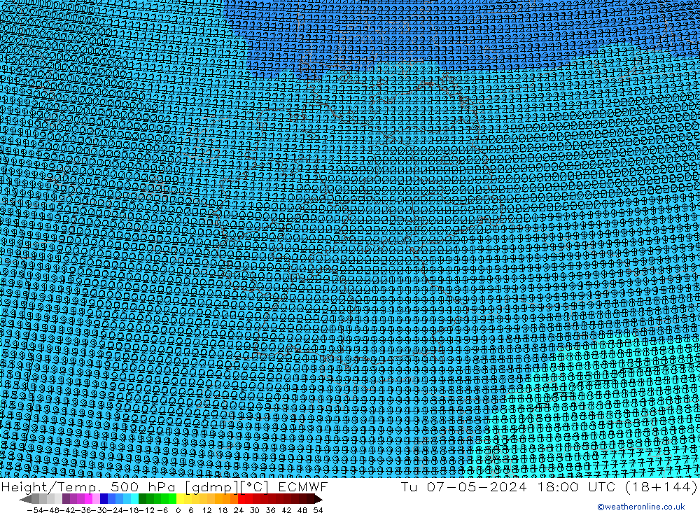 Yükseklik/Sıc. 500 hPa ECMWF Sa 07.05.2024 18 UTC