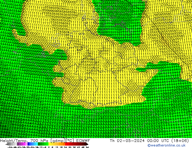 Height/Temp. 700 hPa ECMWF Do 02.05.2024 00 UTC