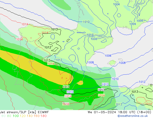 джет/приземное давление ECMWF ср 01.05.2024 18 UTC