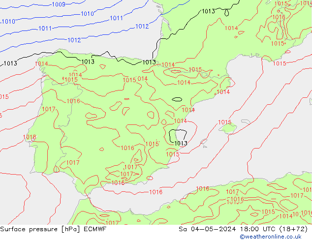 Surface pressure ECMWF Sa 04.05.2024 18 UTC