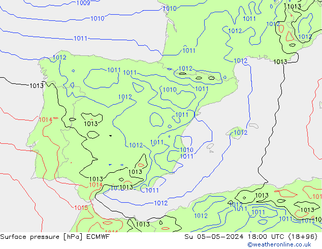 Surface pressure ECMWF Su 05.05.2024 18 UTC