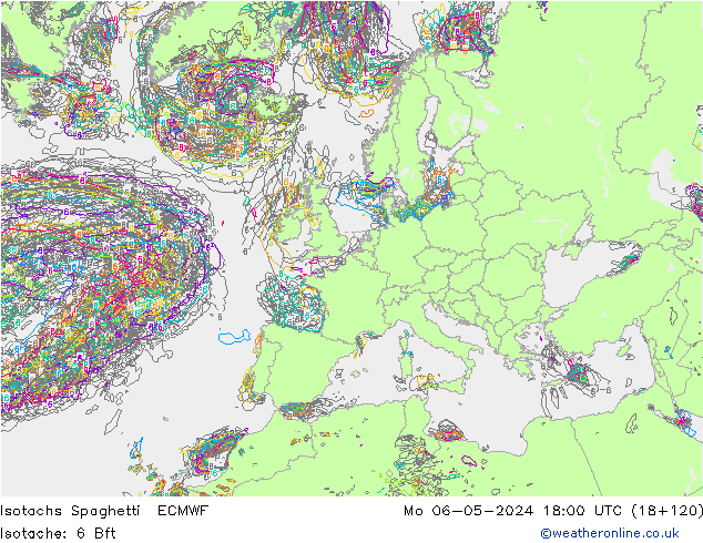 Isotachs Spaghetti ECMWF Mo 06.05.2024 18 UTC