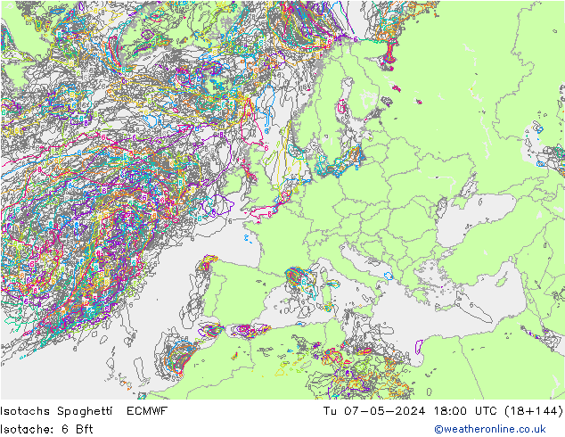 Isotaca Spaghetti ECMWF mar 07.05.2024 18 UTC