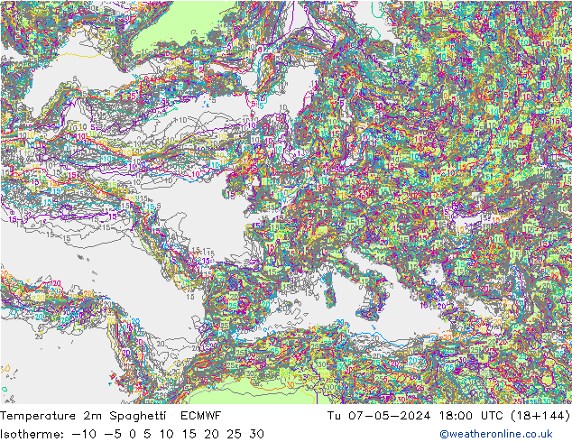 Sıcaklık Haritası 2m Spaghetti ECMWF Sa 07.05.2024 18 UTC