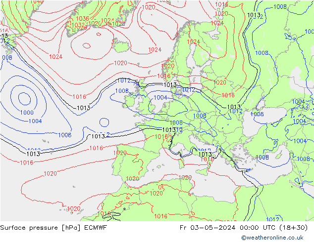 Bodendruck ECMWF Fr 03.05.2024 00 UTC