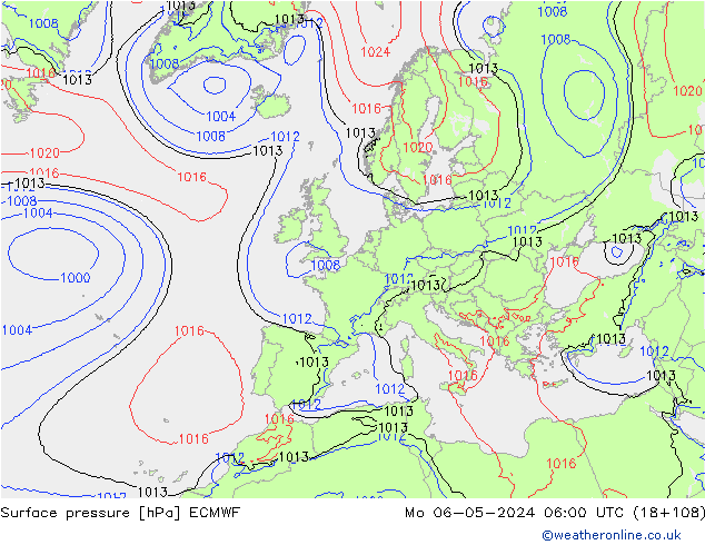 Surface pressure ECMWF Mo 06.05.2024 06 UTC