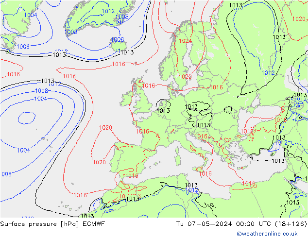 ciśnienie ECMWF wto. 07.05.2024 00 UTC